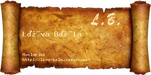 Léva Béla névjegykártya